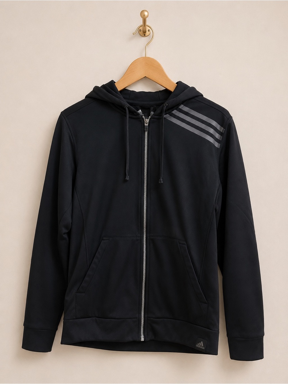 Adidas ClimaWarm Full Zip Hoodie Jacket Black Size Medium
